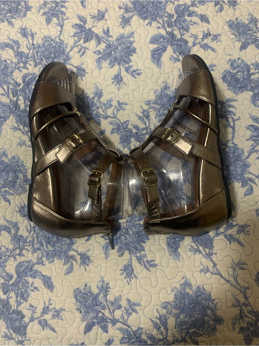 Metallic Bronze Strappy Wedge Heels - Women's - Picture 6 of 6